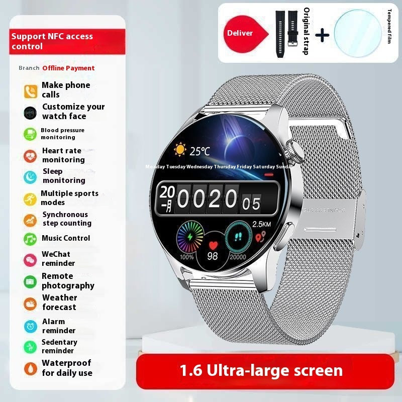 Montre connectée de sport pour homme avec moniteur de pression artérielle et Bluetooth