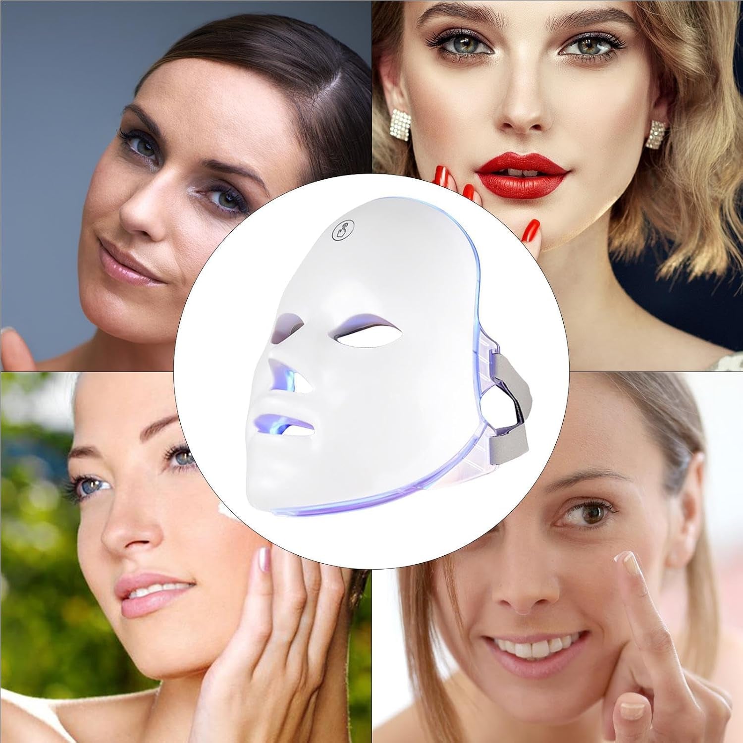 Masque LED Pour Le Visage,Soins De La Peau Avec Masque LED - Masque De Soin De La Peau Du Visage À Lumière LED 7 Couleurs - Masque De Beauté LED Rechargeable Pour Usage Domestique, Out De