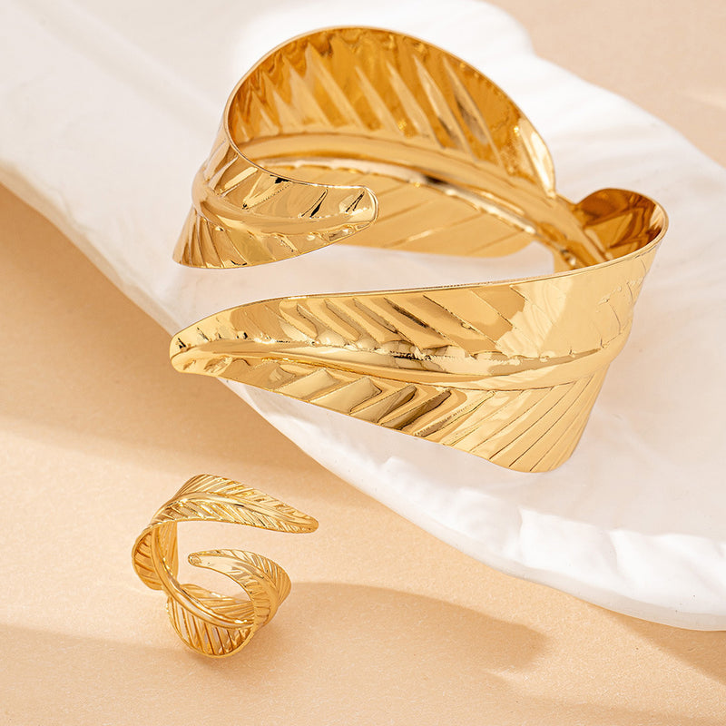 Bracelet ouvert géométrique en alliage pour femme