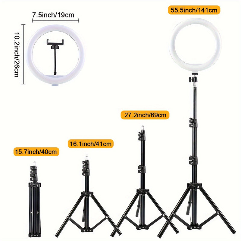 💡📸 Anneau Lumineux LED 10" avec Trépied 43" – Brillez Comme Jamais ! Trépied extensible, support de téléphone