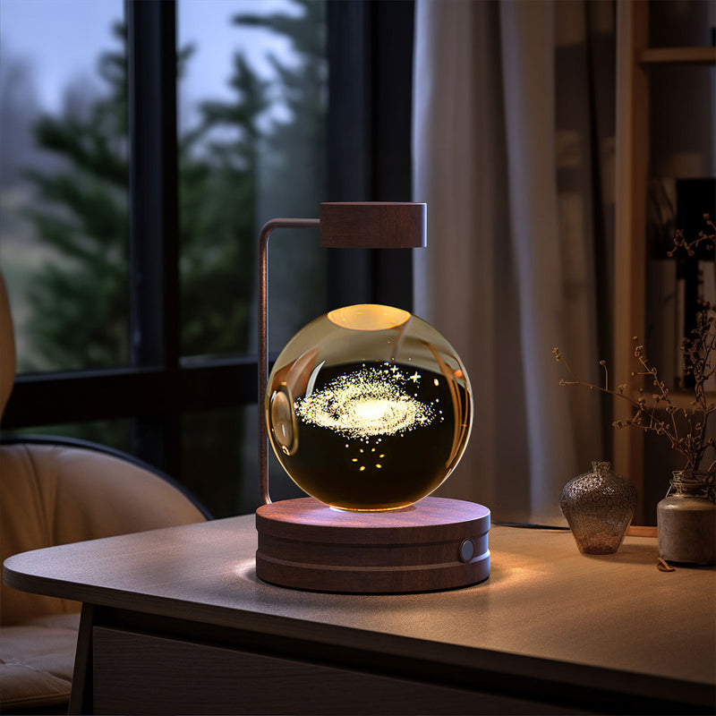 Veilleuse d'intérieur en forme de dinosaure cosmique avec boule de cristal, alimentée par USB, idéale pour une table de chevet ou comme cadeau d'anniversaire